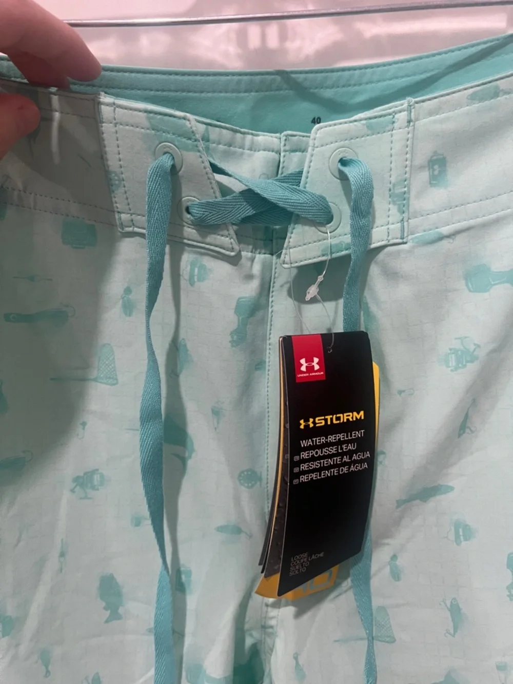 Under Armour Tide Chaser Aqua Fish Print Board Shorts Size 40‎ NWT